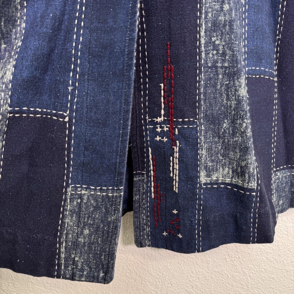 Free People Open Studio Duster Women XS/S Patchwork Denim Embroidered Boho Coat - Picture 9 of 13